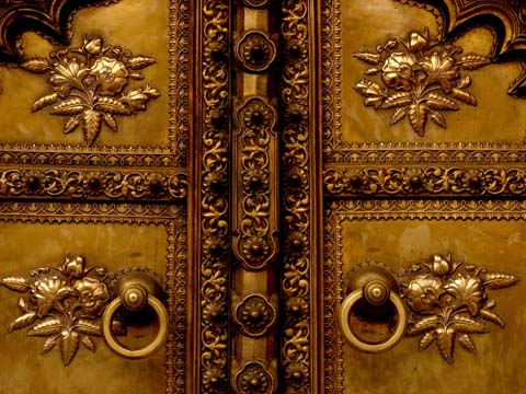 detail on bronze door